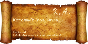 Korcsmáros Anna névjegykártya