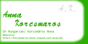 anna korcsmaros business card